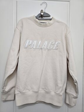 PALACE Cream Crewneck Sweatshirt with Appliqué Logo